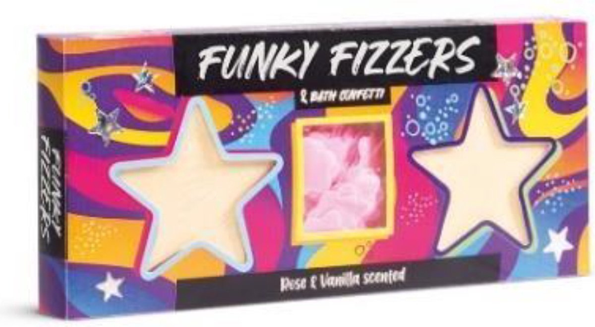 Funky Fizzers - Bad confetti - Rozen en vanille geur - Badbruisballen - Geschenkset
