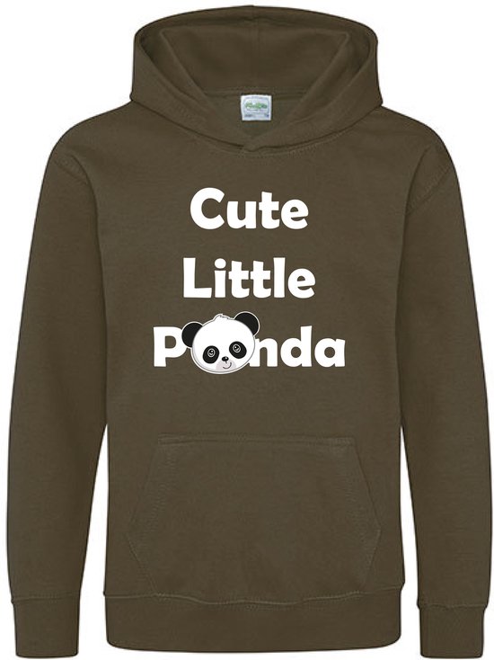 Pixeline Hoodie Cute Little Panda olive 9-11 jaar - Panda - Pixeline - Trui - Stoer - Dier - Kinderkleding - Hoodie - Dierenprint - Animal - Kleding