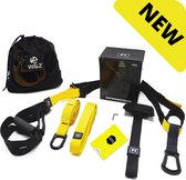W&Z® TRX Suspension trainer Pro - Thuis sporten - Complete TRX Training set - Zwart/Geel