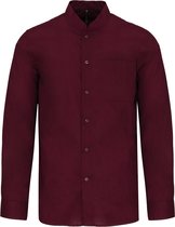 Luxe Overhemd/Blouse met Mao kraag merk Kariban maat L Wijnrood