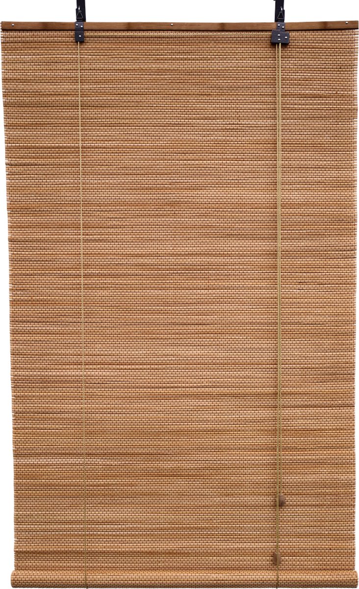 Bamboebaas® bamboe rolgordijn Luca - Bruin - 140x220 cm - Natuurlijke look - Zonwerend - Duurzaam bamboe - Lichtdoorlatend - Geschikt voor binnen en buiten - Eenvoudige montage