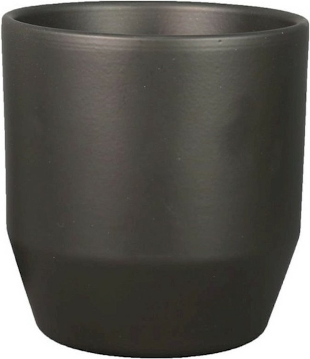 Bela Arte Bloempot - keramiek - mat antraciet - D15.5 x H14.8 cm - plantenpot