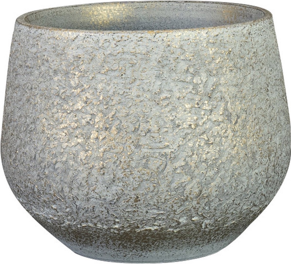 Ter Steege Plantenpot / bloempot - keramiek - metallic zilvergrijs / touch of gold - D16/H13 cm