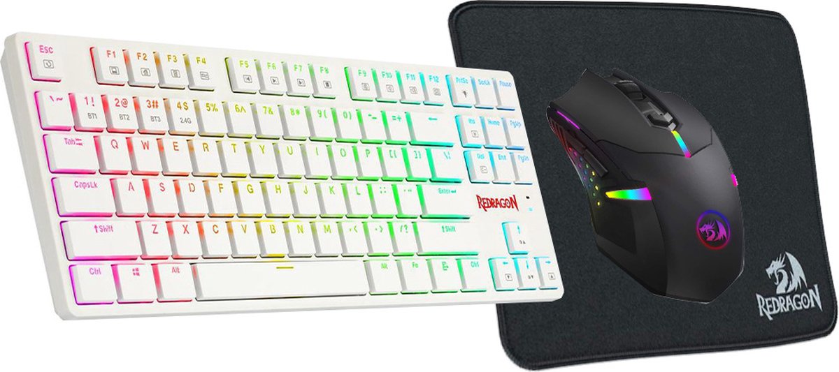 Redragon Comfort Gaming Set - RGB Toetsenbord & muis met muismat - Mechanische toetsen - Conflictvrije keys - Anti Ghosting - Gaming Keyboard