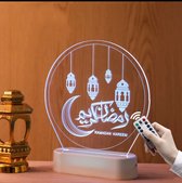 Woondecoratie LED 3D- Ramadan Decoratie met 8 kleuren - Afstandsbediening- Tafellamp