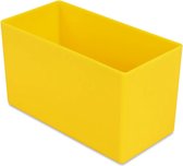 Sorteerbakje, materiaalbakje, inzetbakje, onderdelenbakje. 10,8 x 5,4 x 6,3 cm (LxBxH). Kleur is geel. Verpakt per 25 stuks!