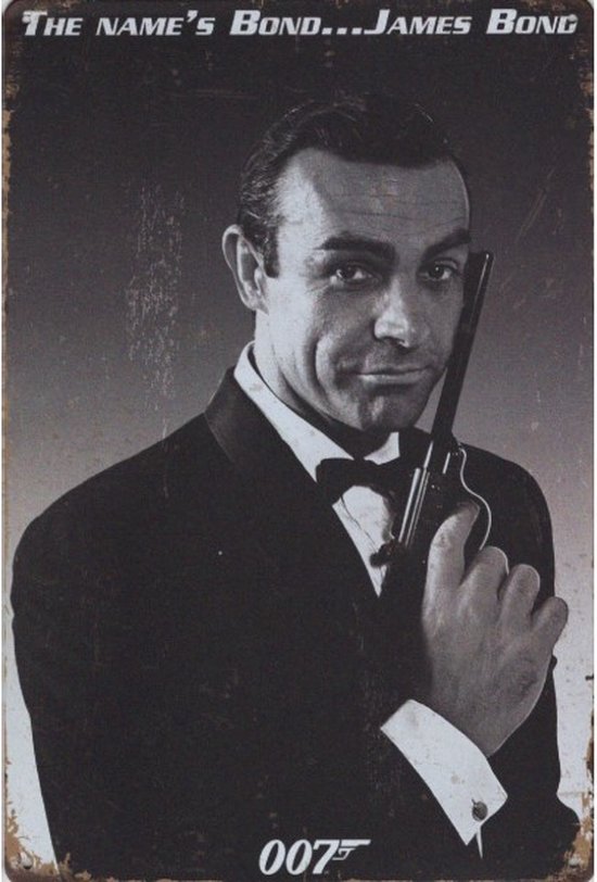 Wandbord – James Bond - Sean Connery - Retro - Wanddecoratie – Reclame bord – Restaurant – Kroeg - Bar – Cafe - Horeca – Metal Sign – 20x30cm