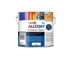 Zinsser Allcoat Exterior Satin | 1 L | Wit | Zijdeglans | Voor binnen en Buiten | Alle Ondergronden | Klusverf