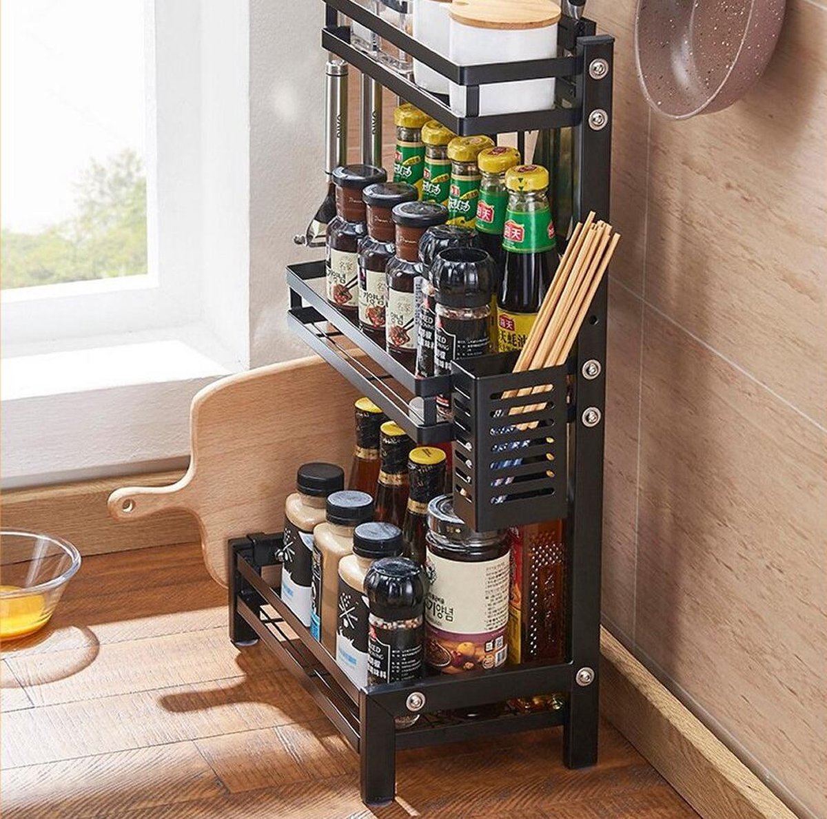 3-Tier Kruidenrek - Industriële Teller Plank Desktop Opslag Organizer Keuken Kantoor Woonkamer Rustiek Bruin Tlj021h Keukenblok 3-Tier Kruidenrek - Industriële Teller Plank Desktop Opslag Organizer Keuken Kantoor Woonkamer Rustiek Bruin Tlj021h Keukenblok