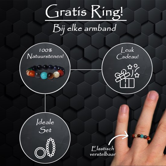 Stars Natuursteen kralenarmband van het Zonnestelsel met alle Planeten - Edelstenen Chakra Armband