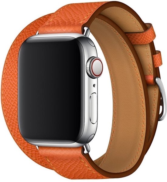 Apple Watch Bracelet en cuir Double Tour Uptown 40/38 mm Orange-rouge | bol