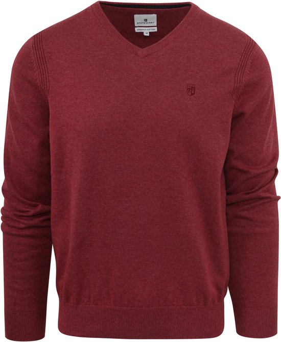 State of Art - Pull Col V Rouge - Taille M - Coupe Regular