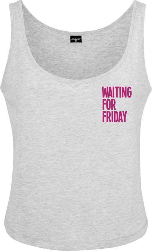 Mister Tee - Ladies Waiting For Friday Box Tank heather grey Mouwloze top - L - Grijs