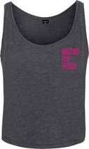 Mister Tee - Ladies Waiting For Friday Box Tank charcoal Mouwloze top - XL - Grijs