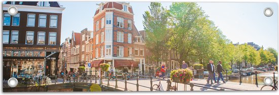 Tuinposter – Bruggen in de Nederlandse Hoofdstad, Amsterdam - 60x20 cm Foto op Tuinposter (wanddecoratie voor buiten en binnen)