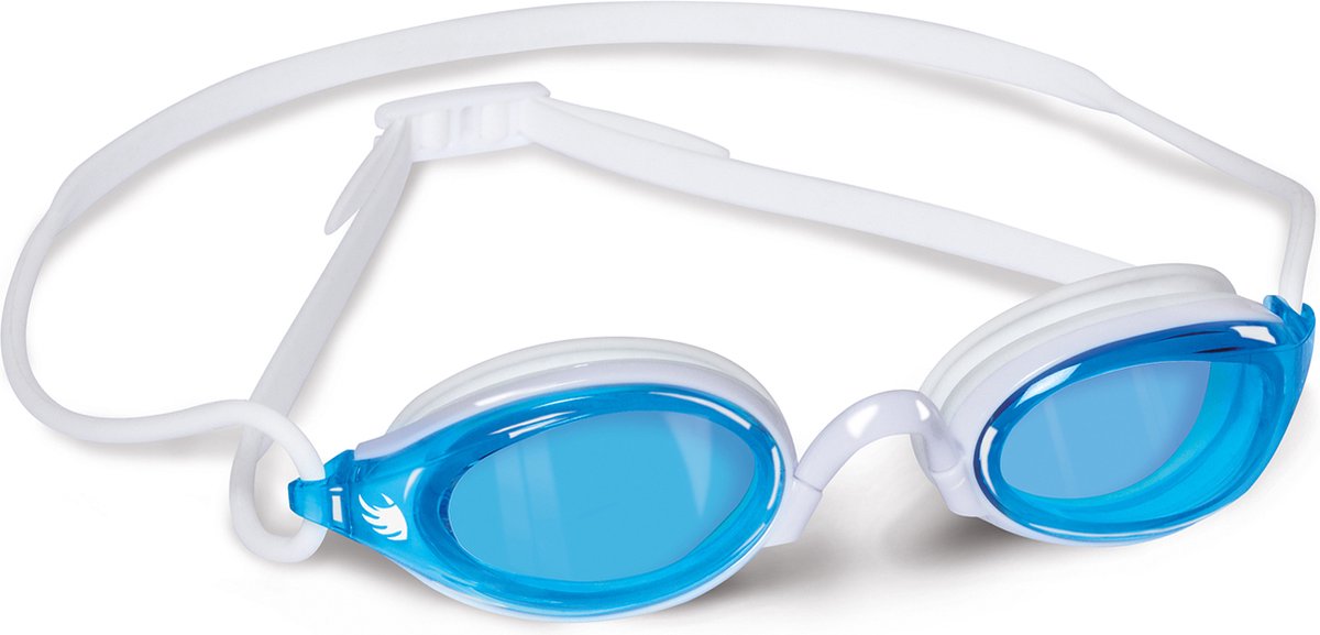 BTTLNS zwembril - getinte blauwe lenzen - zwembril zwembad en openwater - verstelbare neusbrug - zwembril volwassenen - Tyraxes 1.0 - wit