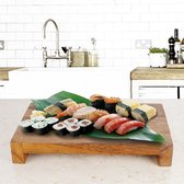 Houten serveerplank voor Sushi - Sashimi "Wasabi 29.5cm x 19.5cm x 5cm" gemaakt van gecertificeerd teak