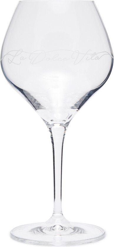 Riviera Maison Wijnglas gegraveerd met tekst, Wittewijn Glas La Dolce Vita White Wine Glass - Transparant - Glas 350 ML - 1 stuk cadeau geven