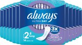 Always Ultra - Serviettes hygiéniques - Longue (Taille 2) - Pack économique 12 x 14 pièces