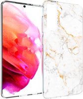 iMoshion Hoesje Geschikt voor Samsung Galaxy S21 FE Hoesje Siliconen - iMoshion Design hoesje - Wit / White Marble