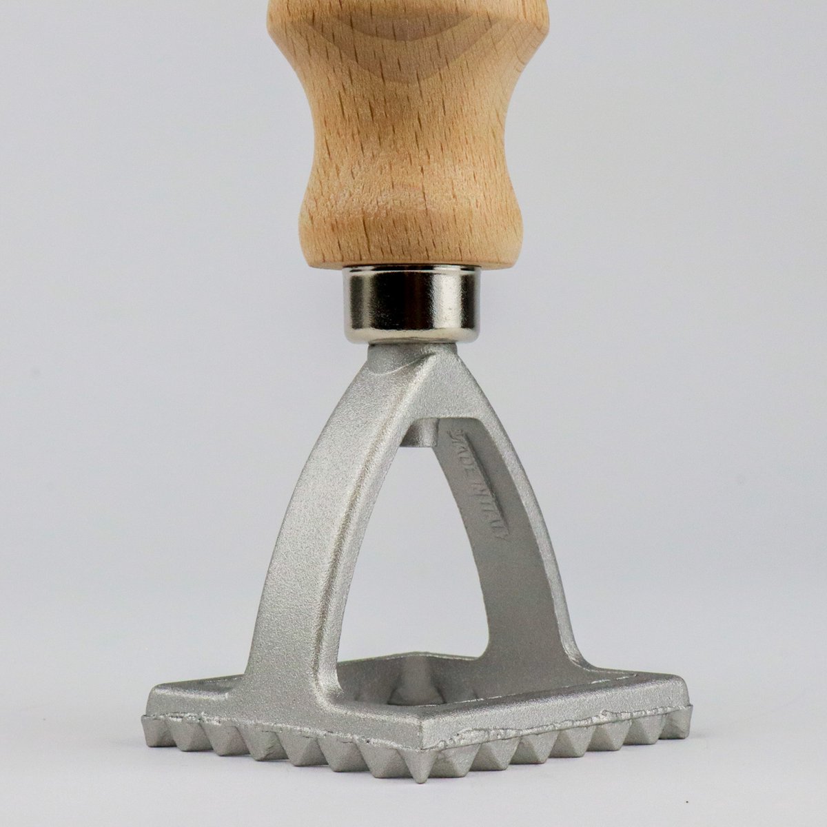 Ravioli Stempel Quadratisch 4,5cm - Aluminium Mit Buchenholzgriff