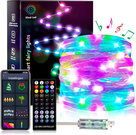 TABEN Auto Sfeerverlichting Kit 6m Glasvezel 64 Kleuren Bluetooth APP Controle USB Auto Sfeer Licht, DIY 16 Miljoenen RGB Meerkleurig Geluid Actieve Muziek Synchronisatie Auto-interieurverlichting 12V