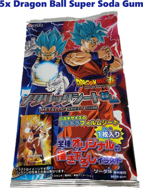 Dragon Ball Super Anime 5 stuks Soda Gum Snack + Metallic Sheet