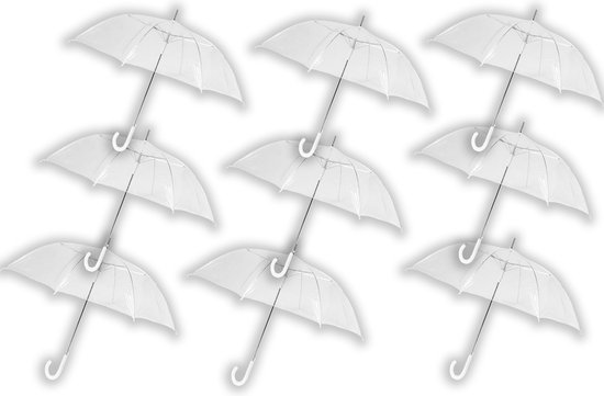 9 stuks Paraplu transparant plastic paraplu's 100 cm - doorzichtige paraplu - trouwparaplu - bruidsparaplu - stijlvol - bruiloft - trouwen - fashionable - trouwparaplu