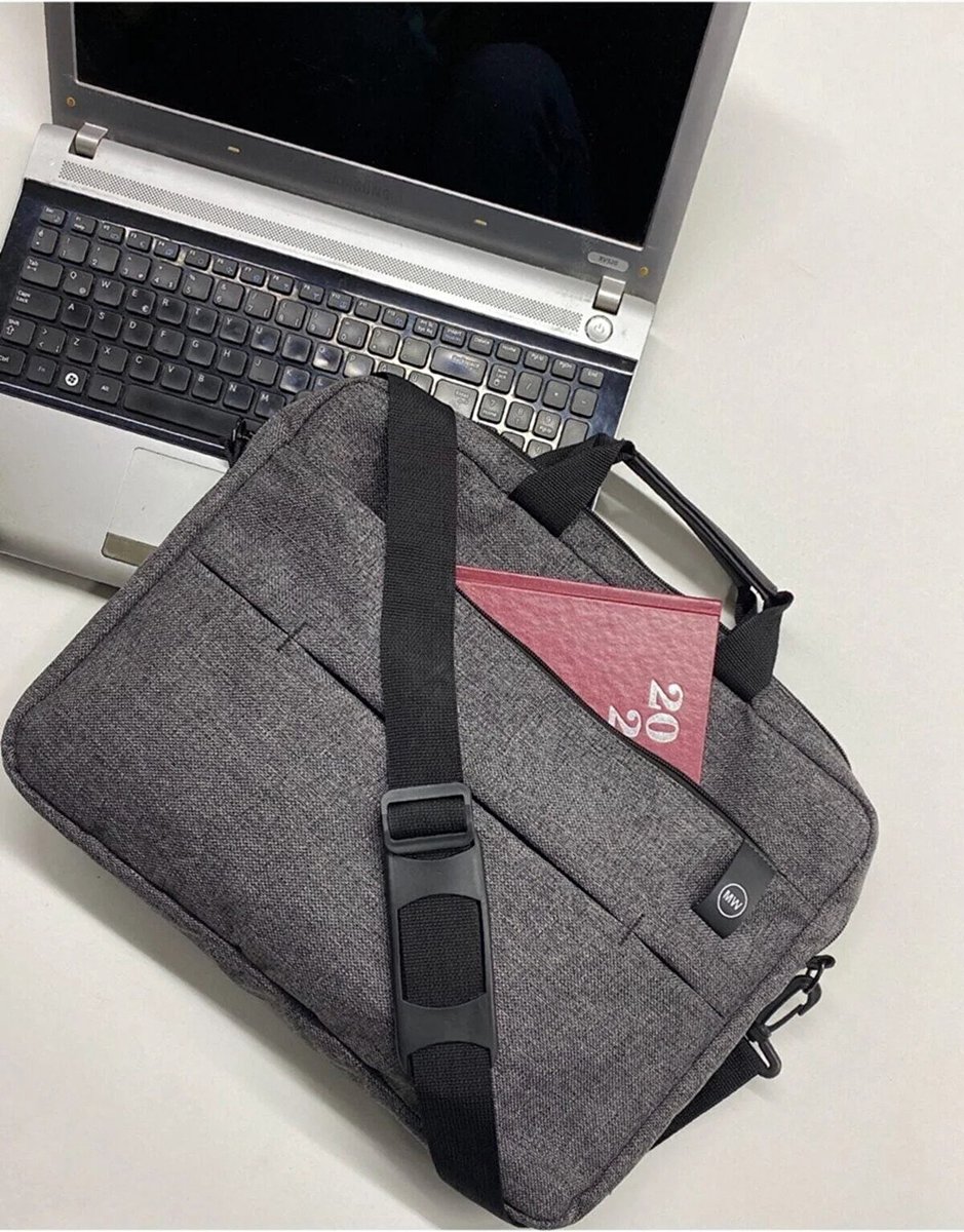 Laptoptas - Laptoptas 15.6 inch - Laptoptas met Draagriem - Grijs