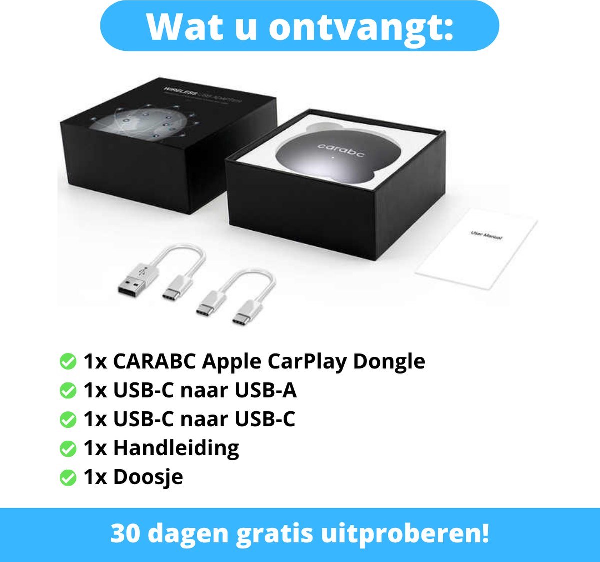 Carabc CarPlay Dongle - Modèle 2023 - Carlinkit - CarPlay sans fil - CarPlay  Apple 