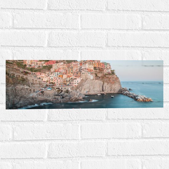 Muursticker - Huisjes aan de Kust in Cinque Terre, Italië - 60x20 cm Foto op Muursticker