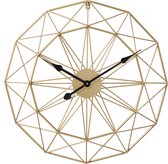 LW Collection Megan 80cm moderne wandklok goud met zwarte wijzers - Grote industriële muurklok metaal - Moderne wandklok stil uurwerk