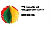 PVC decoratie bal rood/geel/groen 20 cm. BRANDVEILIG - Carnaval decoratie feest festival zaal versiering thema feest