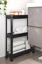 Rangement pour sièges-auto - chariot de cuisine étroit - étagère de cuisine - étagère de rangement - étagère de rangement - étagère de salle de bain sur roulettes - Zwart - 3 couches