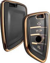 Étui de clé en TPU souple - Goud Zwart métallisé - Étui de clé adapté pour BMW Série 1 / Série 3 / Série 5 / Série 7 / X1 / X3 / X4 / X5 / F16 / G20 / G30 / F11 / M - Étui de clé flexible - Étui de clé - Accessoires de vêtements pour bébé de voiture
