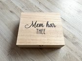 Thee kist - Thee bewaardoos - Thee van mem - houten theedoos - 12 vakjes - Frysk Cadeau