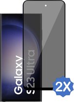 2x Geschikt voor Samsung S23 Ultra Privacy Screenprotector - Privé - Geschikt voor Samsung S23 Ultra Screenprotector - Glas