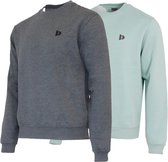 2 Pack Donnay - Fleece sweater ronde hals - Dean - Heren - Maat L - Charcoal-marl & Sage green (495)