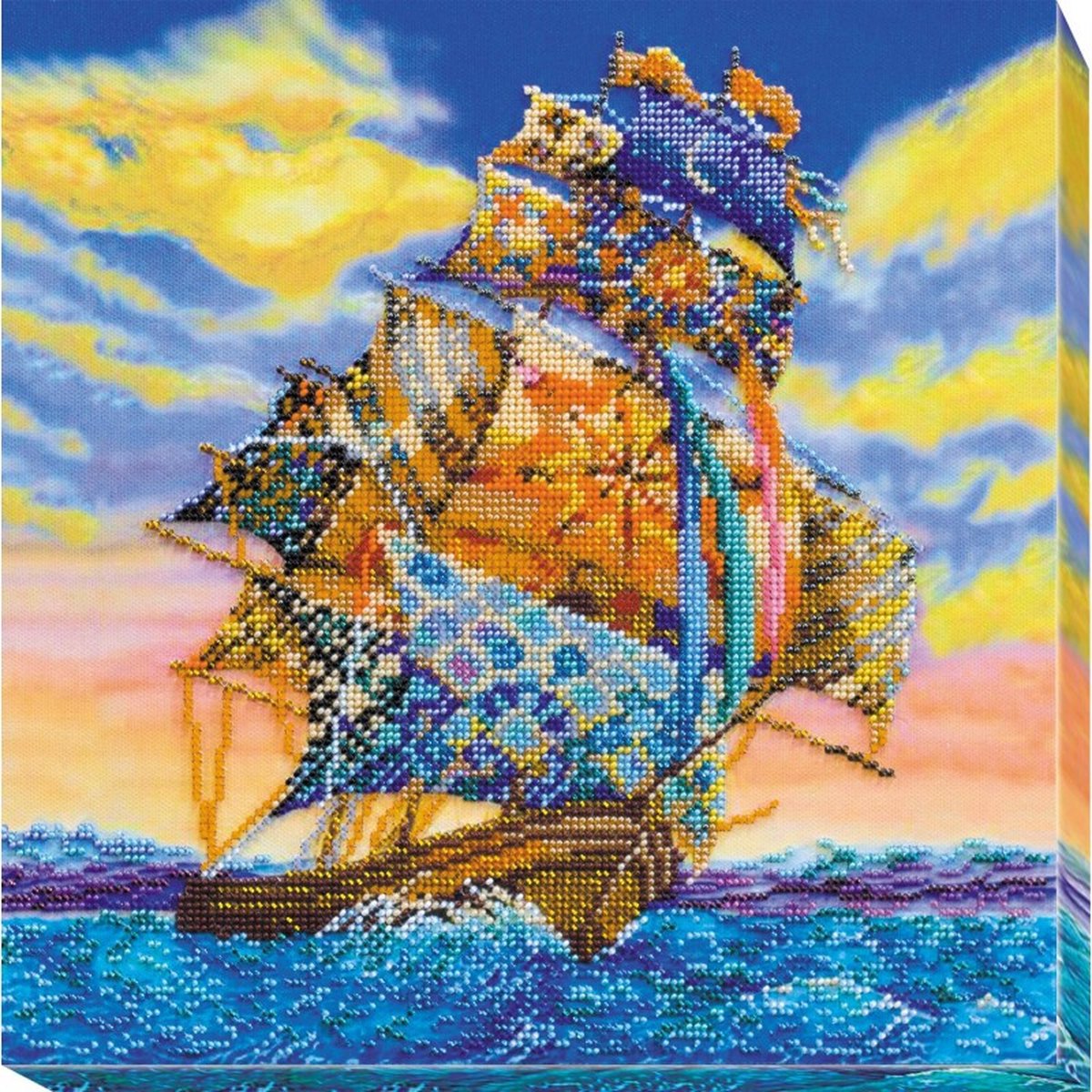 Borduurpakket met kralen/parels - ABRIS ART - On All Sails - Alle Zeilen Omhoog