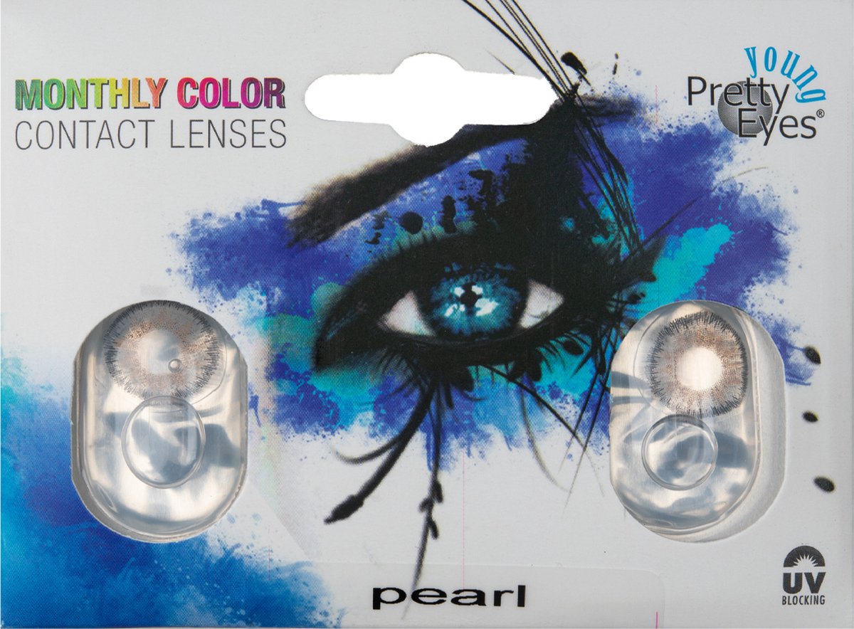 Pretty Eyes kleurlenzen - Pearl/Grijs - 2 stuks - maandlenzen