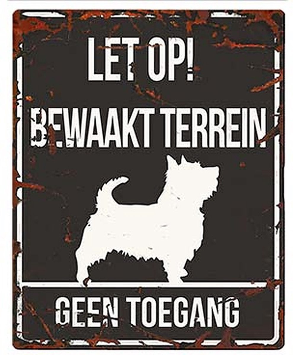 D&D - Vierkant Waakbord Terrier - Kleur: Zwart - Afmetingen: 20x25 cm
