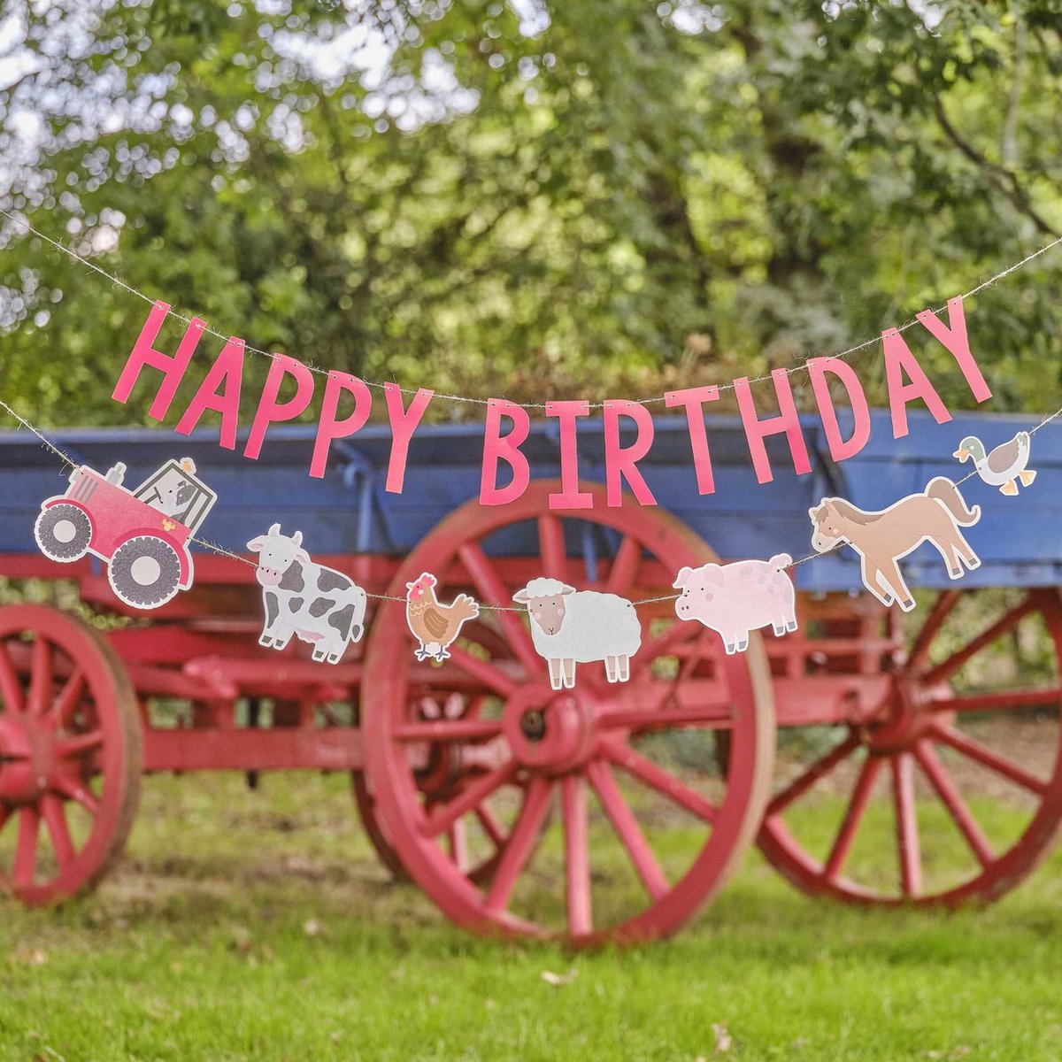 Boerderij banner happy birthday - Feestdecoratie Katoen -