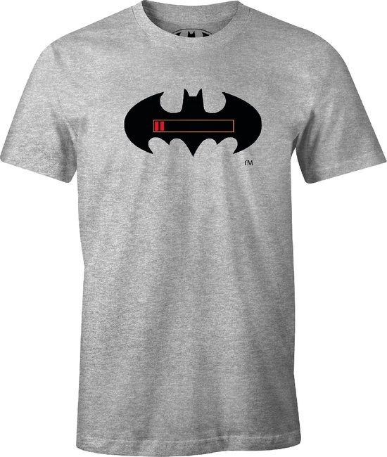 DC Comics- T-Shirt Gris Batman Batterie à plat - L