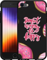 iPhone 7/8 Hoesje Zwart Donut Worry - Designed by Cazy