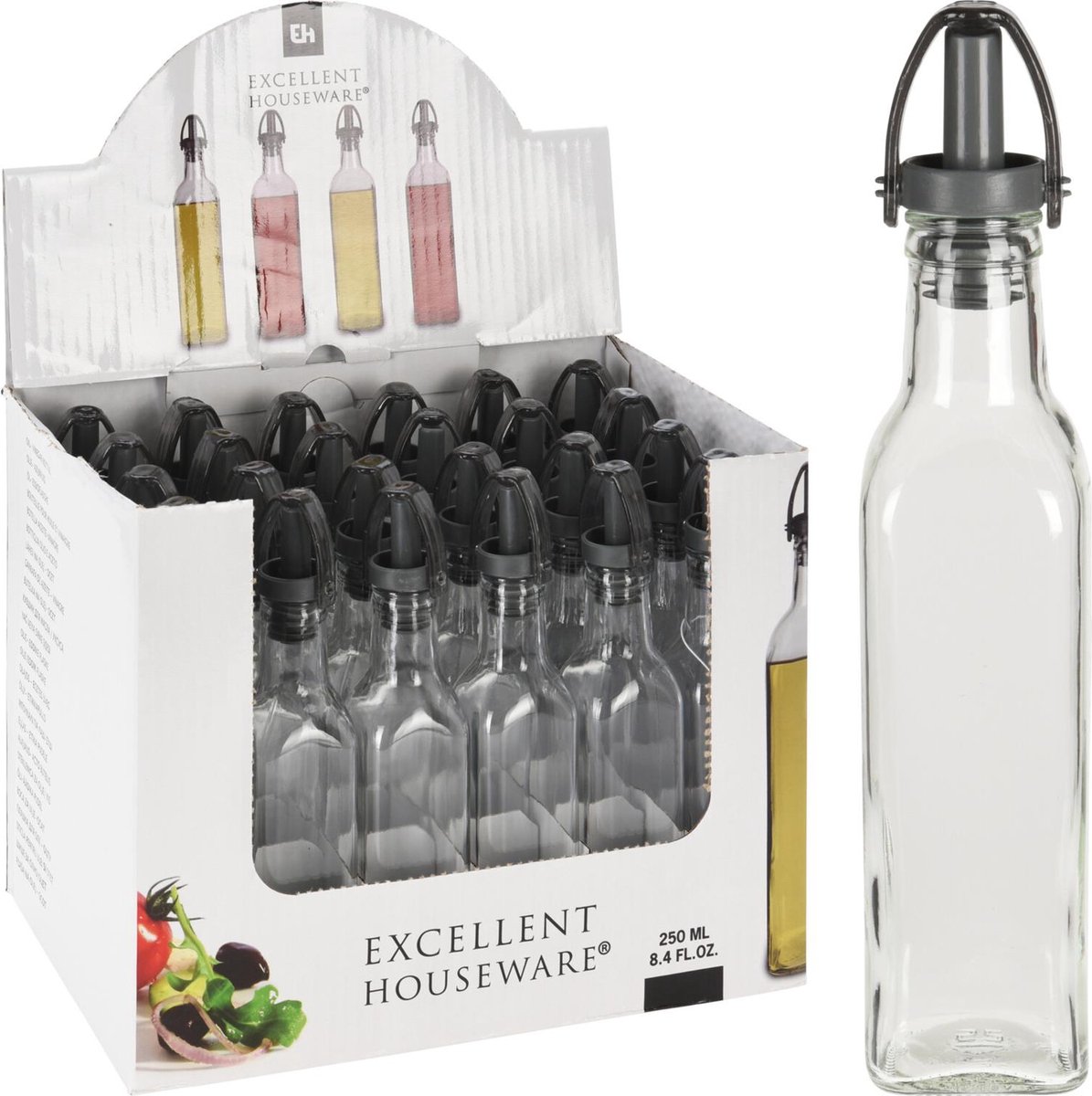 Excellent Houseware - Olie of azijn fles - glas 250ml - set van 3 stuks |  bol
