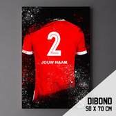 AZ Alkmaar - Poster - Schilderij - Voetbal Shirt Op Dibond 50 x 70 cm + ophangsysteem (gepersonaliseerd, naam + nummer)