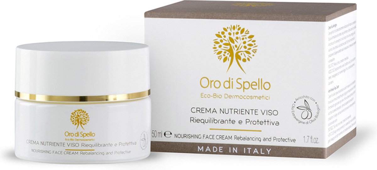 Oro di Spello - Voedende dagcrème - op basis van echte organische olijfolie uit Italië - Hypoallergeen - Gold for your beauty rituals