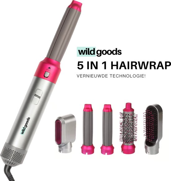Wild Goods® Hairwrap - Styler - Airstyler - Krultang - Multistyler - Trendy airstyler - 5 in 1 krultang - Haardroger - Reisfohn - 5 in 1 Haarstyler