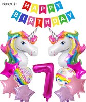 Snoes Helium Ballonnen Set 7 Jaar - Verjaardag Versiering - Folieballonnen - Happy Birthday Slinger