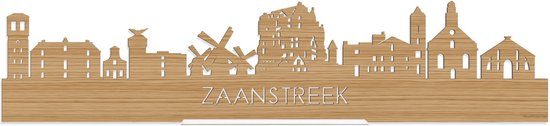 Standing Skyline Zaanstreek Bamboe hout - 40 cm - Woon decoratie om neer te zetten en om op te hangen - Meer steden beschikbaar - Cadeau voor hem - Cadeau voor haar - Jubileum - Verjaardag - Housewarming - Aandenken aan stad - WoodWideCities
